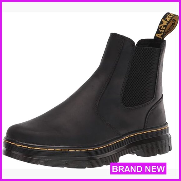 Leather Chelsea Boots Classic Unisex Pull-On Ankle Boots Comfortable Work Style